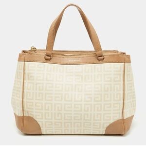Givenchy Vintage Beige Cream Monogram Coated Canvas and Leather Double Zip Tote